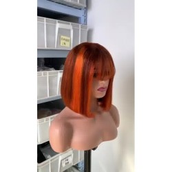 4*4 Perruque Bob en dentelle avec frange