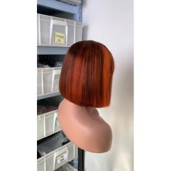 4*4 Perruque Bob en dentelle avec frange
